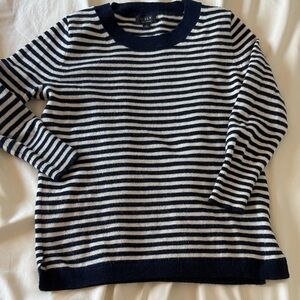 J. Crew Navy and White Striped Crewneck Sweater